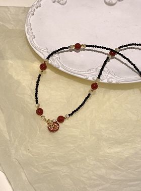 滴釉红色柿柿如意耳钉女秋冬轻奢高级感耳环小众耳饰2025新款爆款