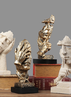 欧式风沉默是金抽象餐厅橱窗雕像