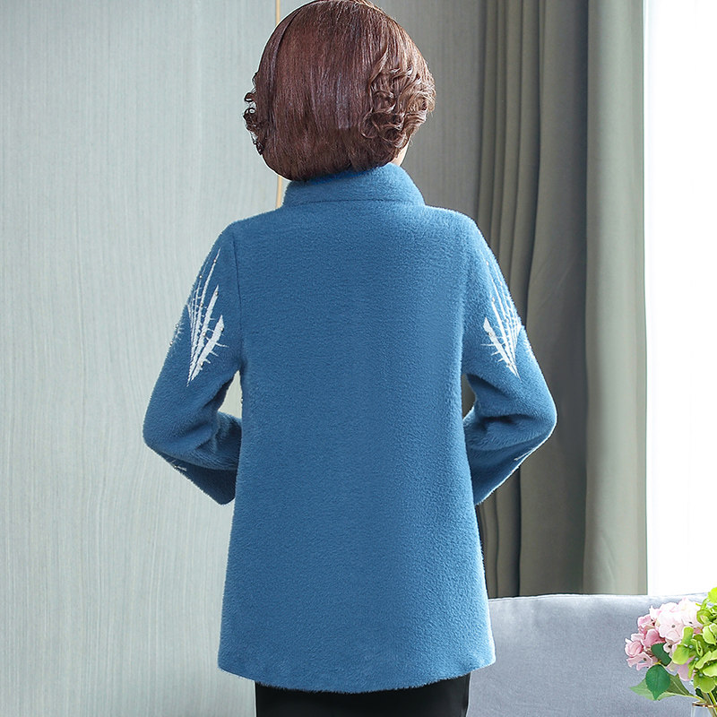 2021新款中年秋装水貂绒外套上衣 法尚妃中老年女装