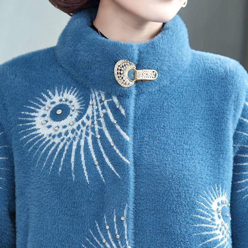 2021新款中年秋装水貂绒外套上衣 法尚妃中老年女装