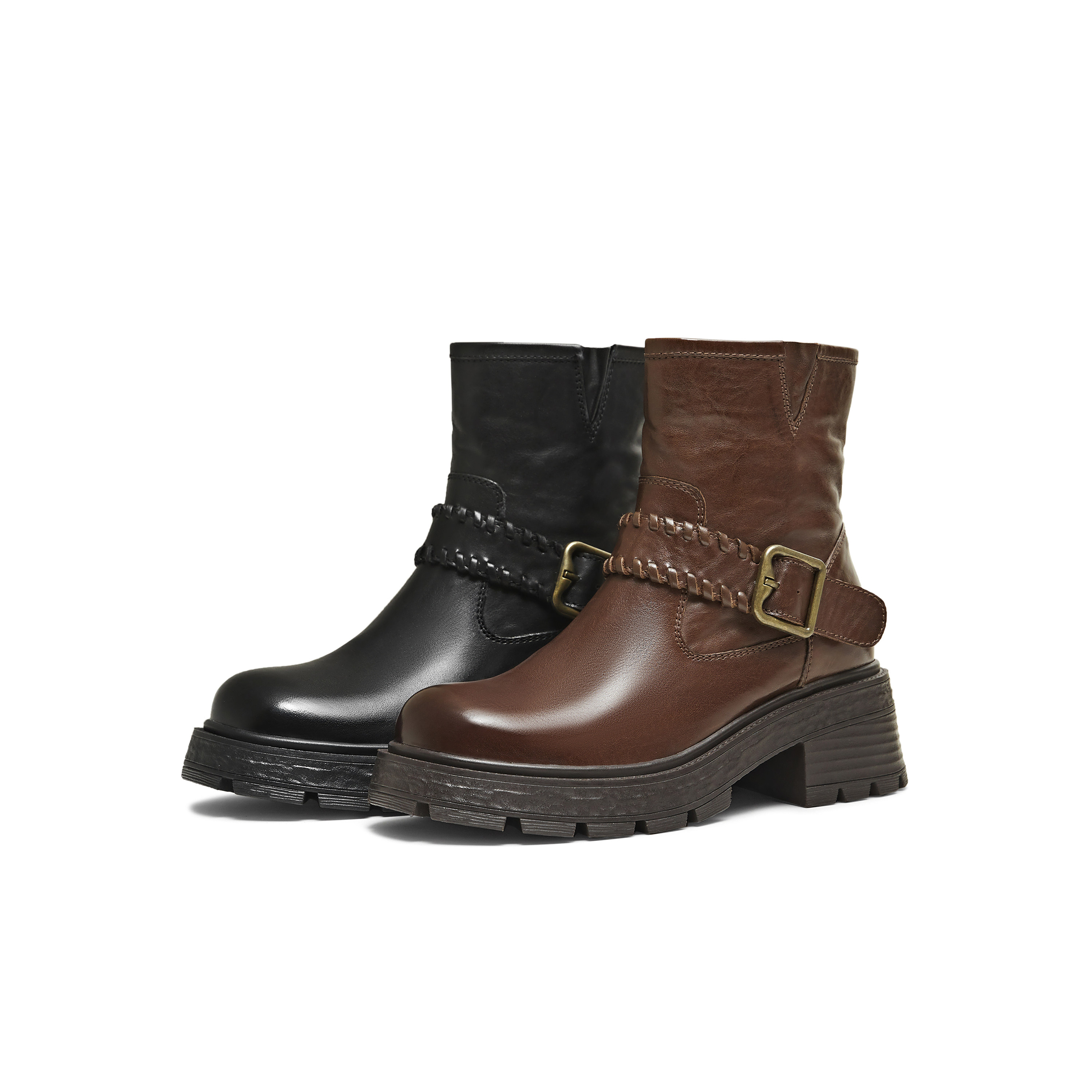 天美意复古厚底增高西部靴时装靴女鞋子休闲短靴皮靴2025冬季新款,淘宝优惠券,粉丝福利购,淘宝优惠卷