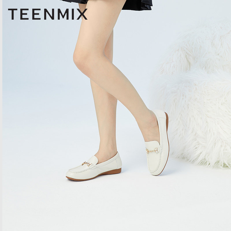 天美意乐福鞋豆豆鞋春秋新款女单鞋 天美意teenmix乐福鞋（豆豆鞋）