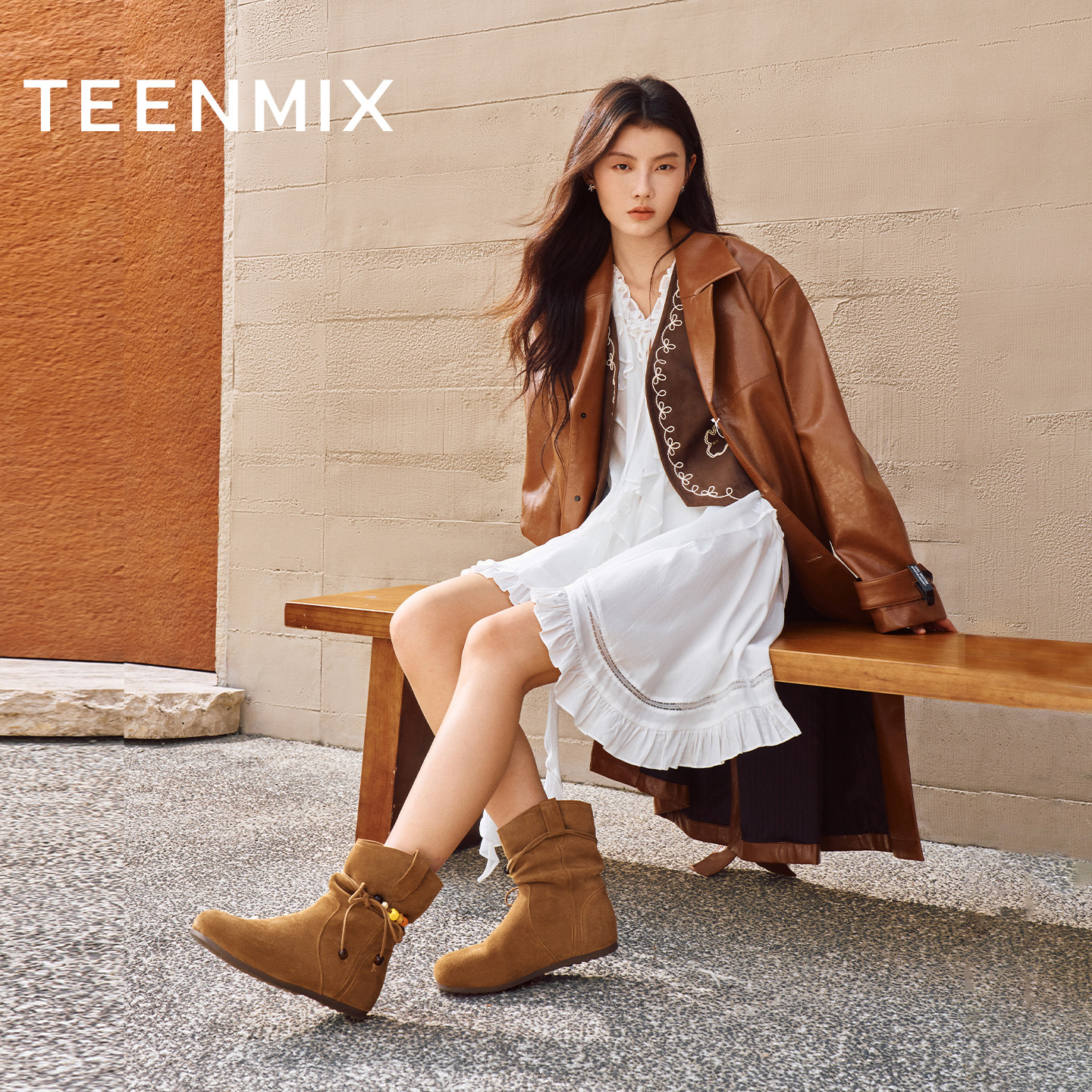 天美意内增高复古西部靴堆堆靴女鞋子休闲短靴2025冬新款KXZ18DZ5,淘宝优惠券,粉丝福利购,淘宝优惠卷