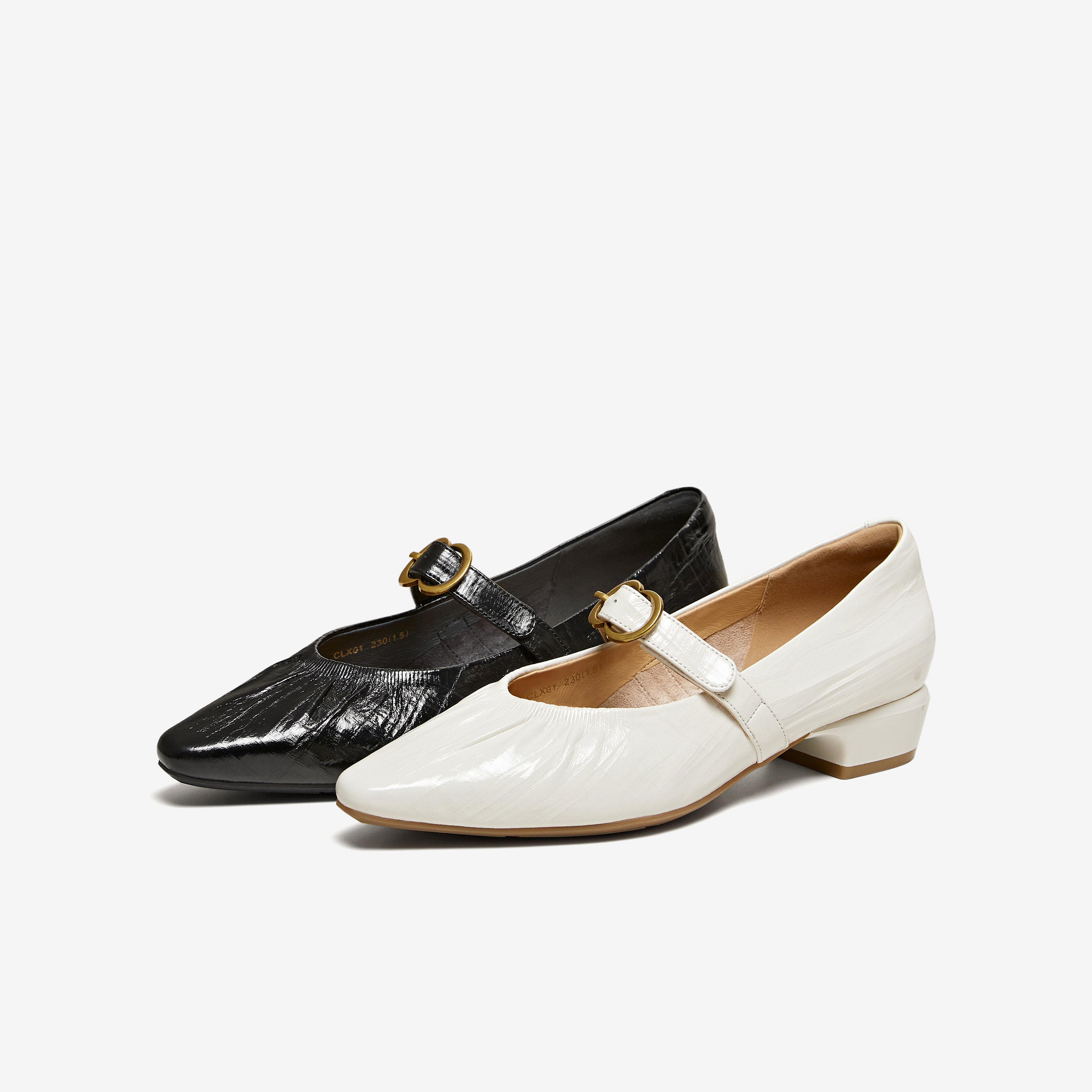 TATA他她尖头玛丽珍鞋女黑色平底单鞋真皮小皮鞋女2026新CLX01AQ6