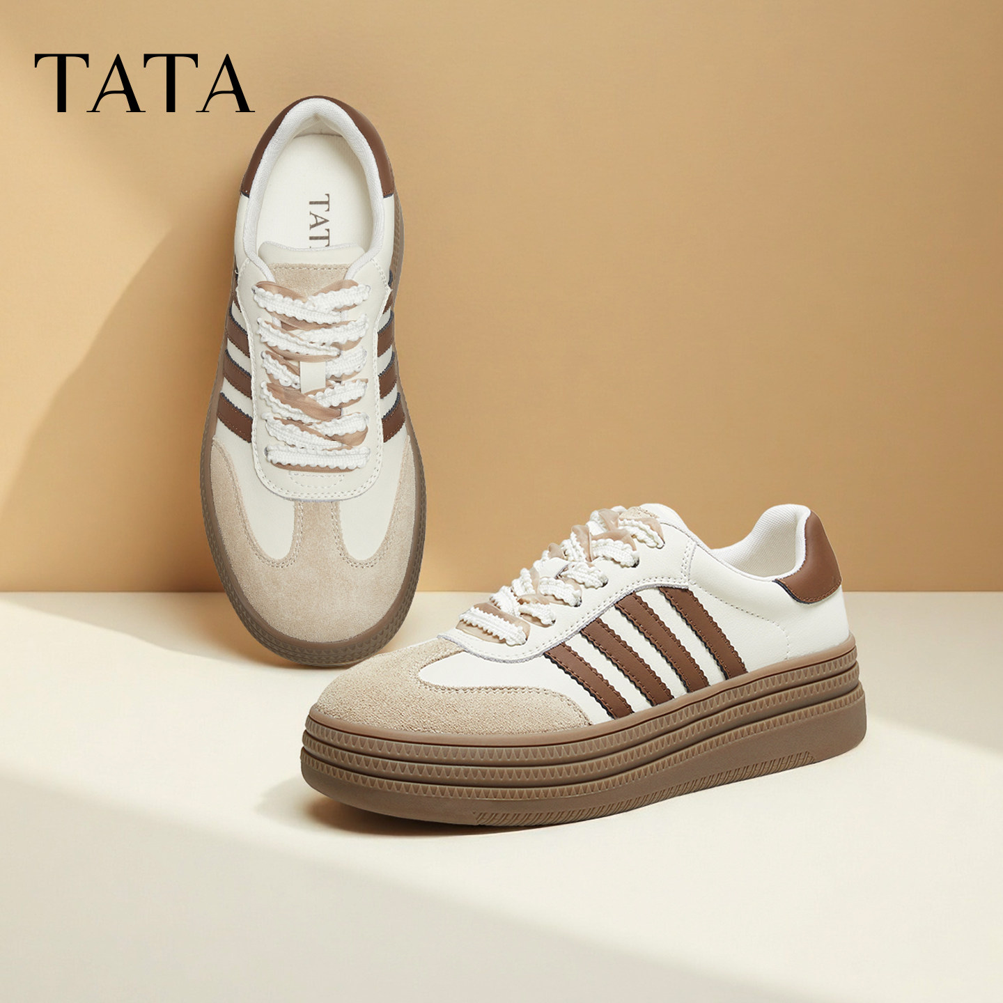 【胡可推荐】TATA他她女鞋2025舒适德训鞋女百搭,淘宝优惠券,粉丝福利购,淘宝优惠卷