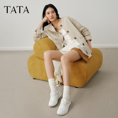 TATA他她女鞋26秋季运动阿甘鞋休闲德训赤足鞋薄底老爹鞋CVN01CM6