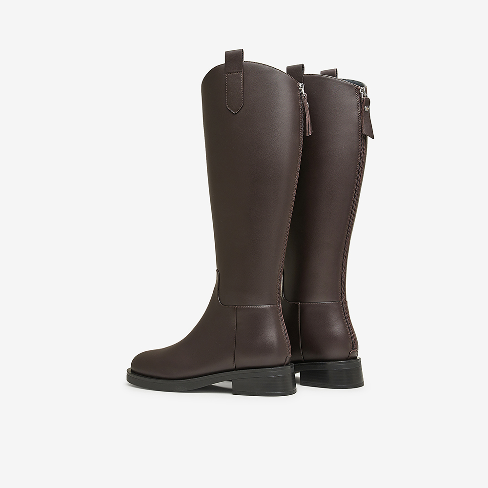 TATA他她靴子气质V口长筒靴女显瘦黑色骑士靴高靴时装靴7TG89DG4 - 图1