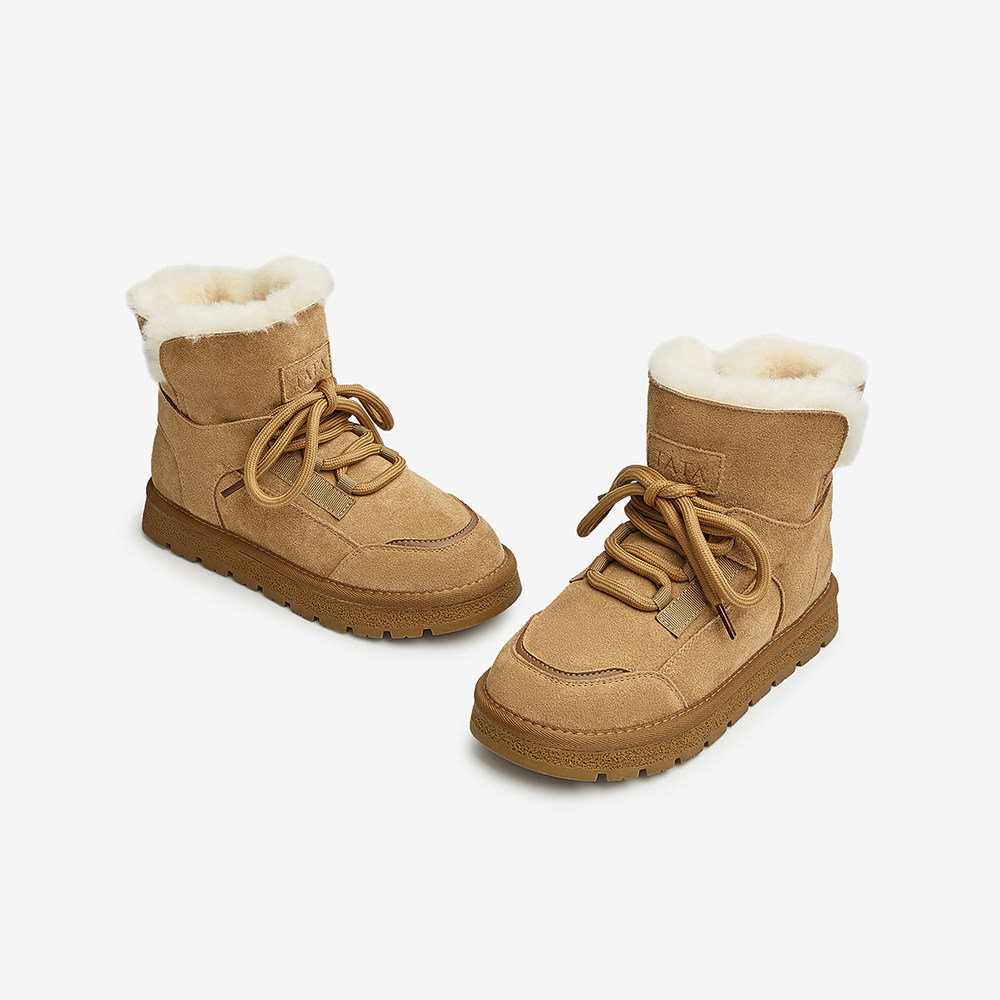 tata休闲厚底冬加绒加厚短筒雪地靴 他她Tata时尚雪地靴