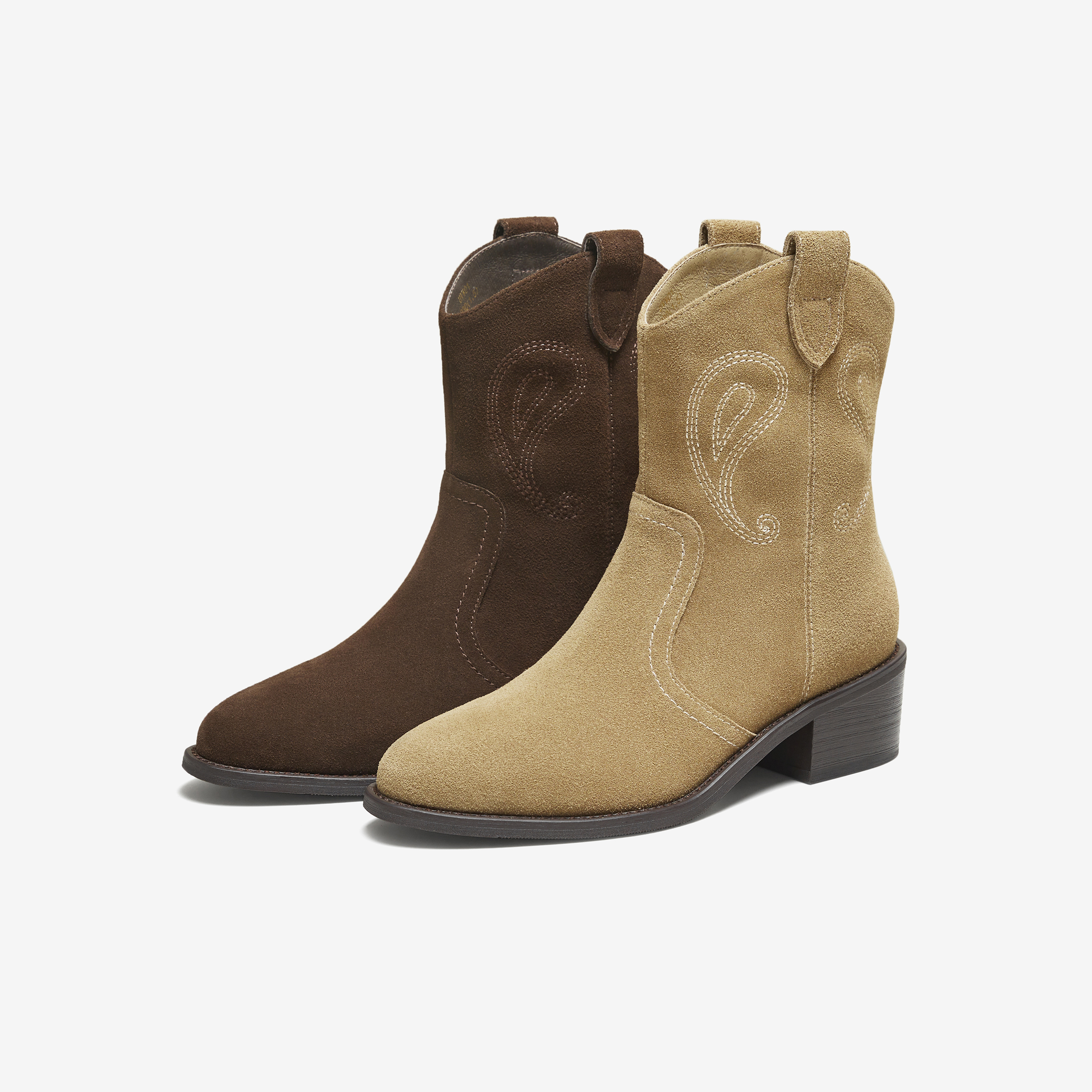 TATA他她靴子2025冬季商场同款复古女时尚休闲西部靴新款UVW01DZ5 - 图3