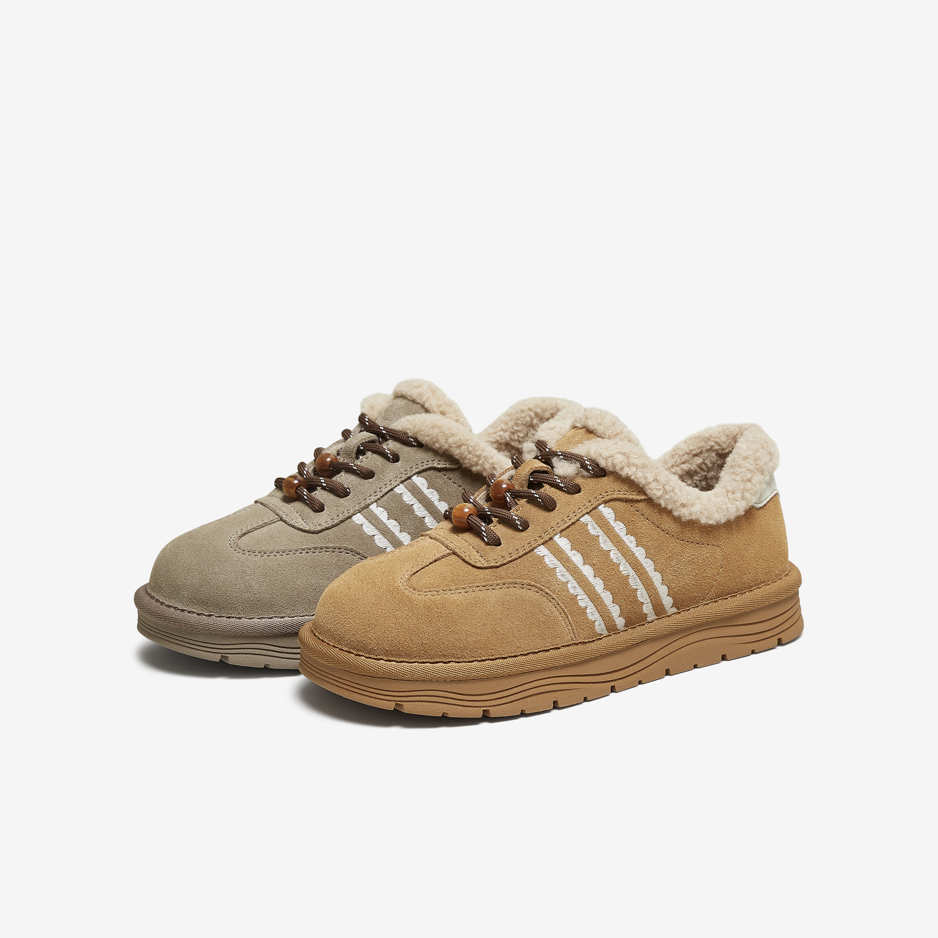 TATA他她棉鞋2025冬季厚底板鞋加绒毛毛德训鞋休闲平底鞋CUD01DM5,淘宝优惠券,粉丝福利购,淘宝优惠卷