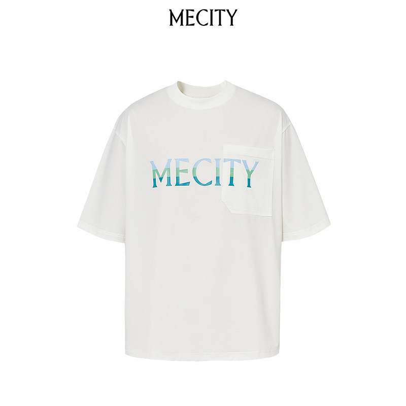 MECITY男士夏季新款冰感丝光针织凉爽舒适字母印花短袖508458 - 图2