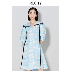 MECITY女士夏季新款水手服方领印花连衣裙减龄544968