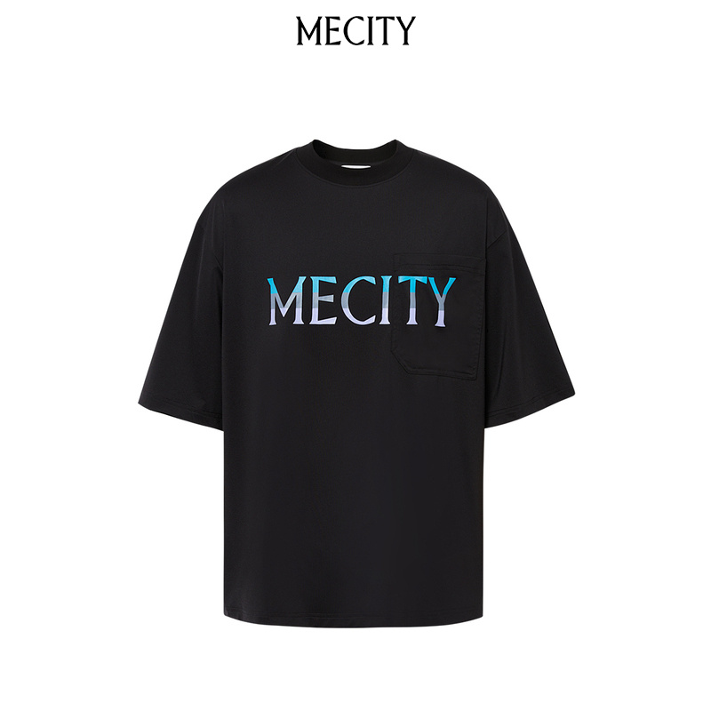 MECITY男士夏季新款冰感丝光针织凉爽舒适字母印花短袖508458 - 图3