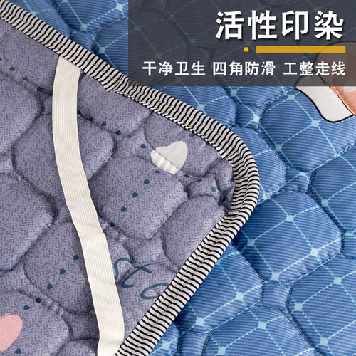 床垫软垫学生宿舍单人上下铺法兰绒薄款睡垫褥子可折叠水洗防滑垫 - 图1