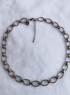 外贸饰品中古风潮流时尚精细简约大方气质黄铜材质裸链子短款项链