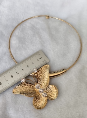 外贸耳饰品项圈欧美金属蝴蝶项链小众高级感锁骨链时尚夸张颈饰