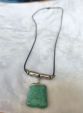 首饰品毛衣链潮流时尚百搭简约绿松石吊坠绳子编制复古长款项链