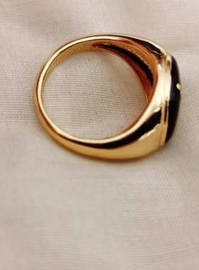 外贸饰品指环时尚百搭土星图案黄铜材质镀真金珐琅滴釉工艺戒指