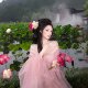 Spring and summer pink Hanfu and Warring States robes with straight hem are in large quantities