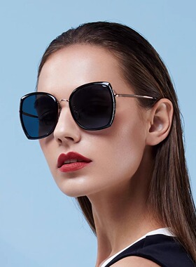 女士偏光大框圆脸太阳眼镜