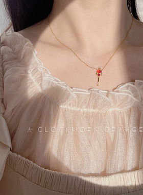 琉璃美少女魔法棒925银镀金项链