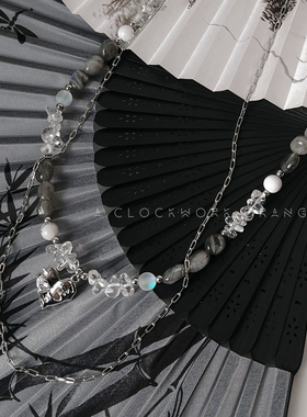 原创设计天然石双层项链女新中式