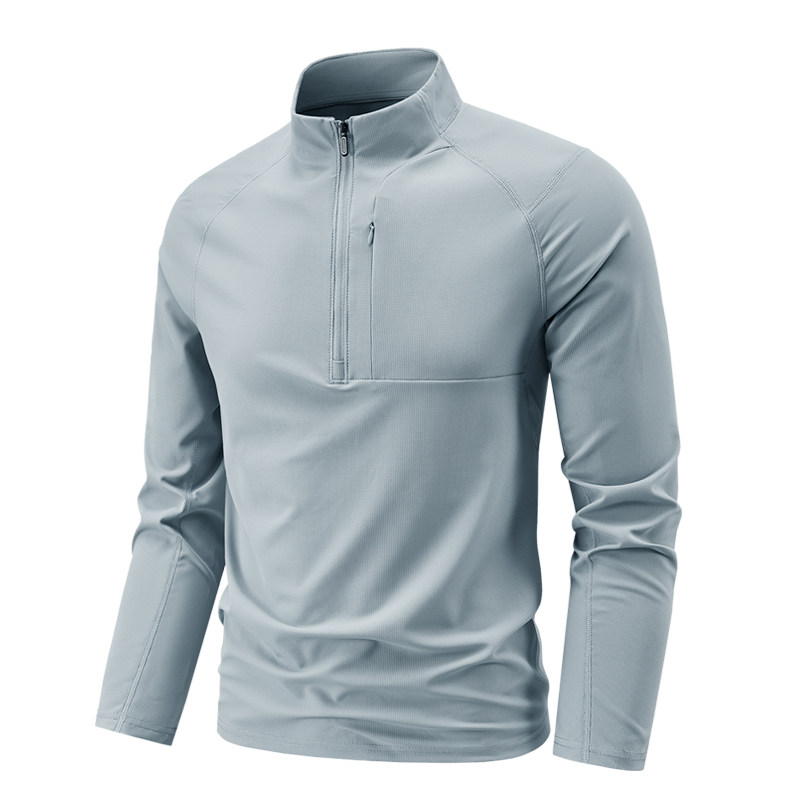 户外运动长袖T恤男春夏立领轻薄宽松速干衣大码打底衫半拉链登山,淘宝优惠券,粉丝福利购,淘宝优惠卷