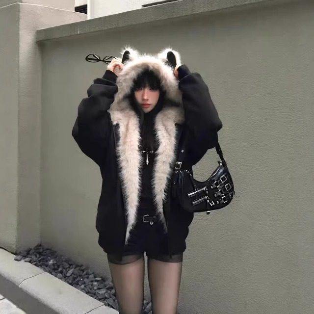 张九亿座山雕毛茸茸毛领冬季新款棉服女加绒棉衣棉袄夹棉加厚外套,淘宝优惠券,粉丝福利购,淘宝优惠卷