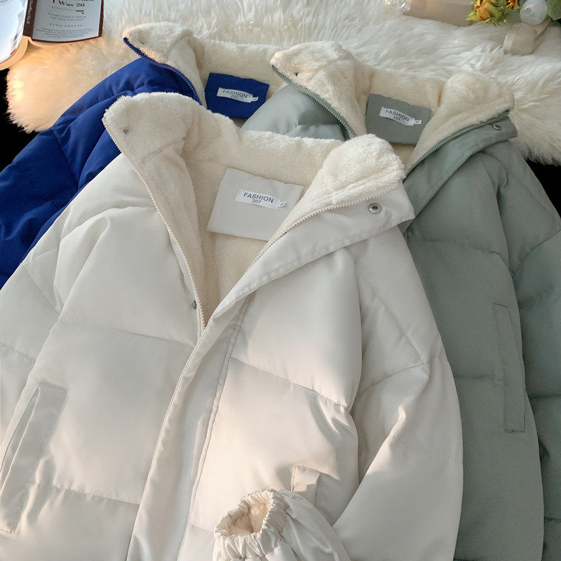 胖mm大尺码羊羔毛棉服女冬季宽松显瘦百搭纯色加绒加厚棉袄外套in,淘宝优惠券,粉丝福利购,淘宝优惠卷