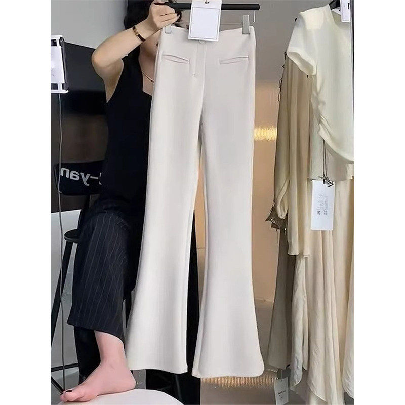 西装裤女春夏2025新款马蹄裤米白色微喇叭裤休闲高腰显瘦长裤子,淘宝优惠券,粉丝福利购,淘宝优惠卷