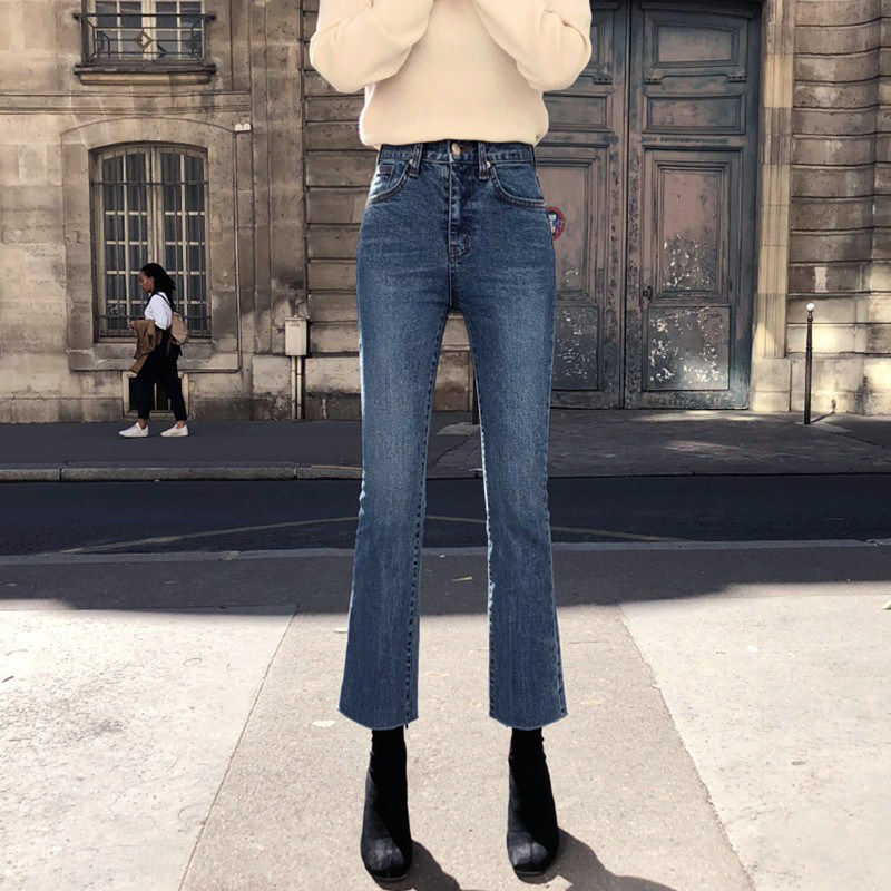 微喇牛仔裤女春秋2025年新款加绒高腰直筒显瘦小个子九分微喇叭裤,淘宝优惠券,粉丝福利购,淘宝优惠卷