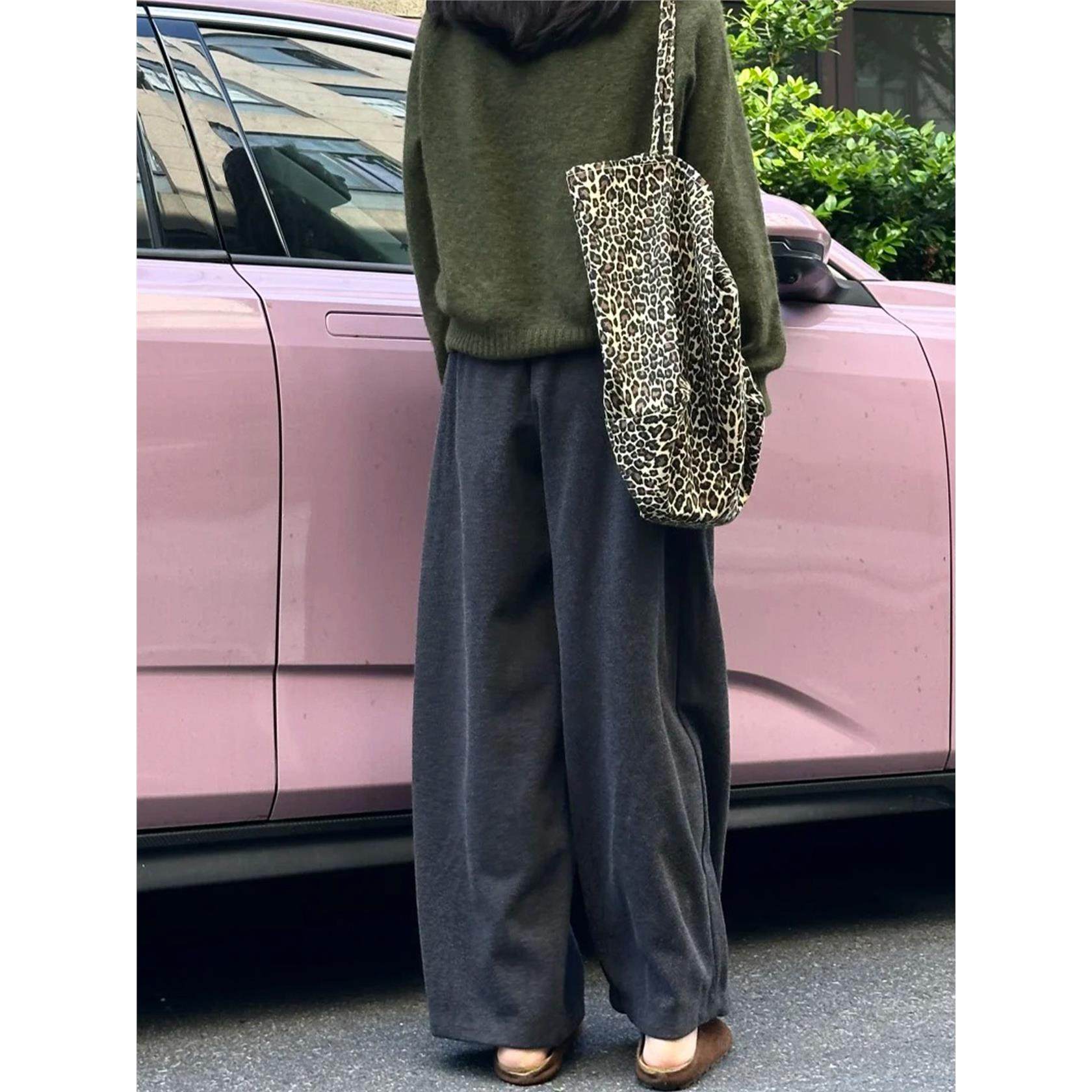 灰色直筒加绒毛呢裤大码女装秋冬胖妹妹宽松显瘦阔腿弯刀休闲裤子,淘宝优惠券,粉丝福利购,淘宝优惠卷