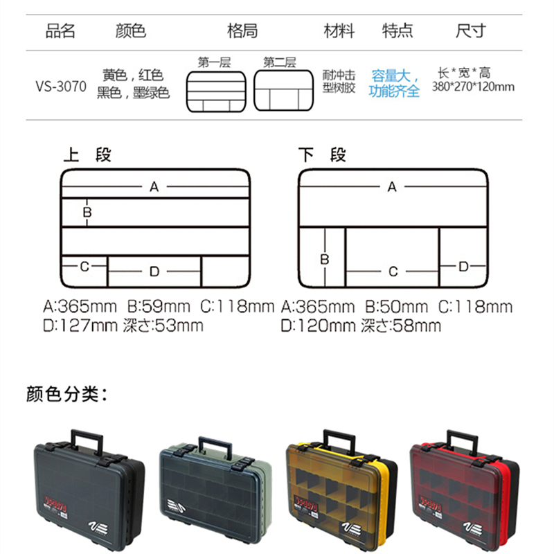 日本进口MEIHO明邦VS-3070/3078/3080双层路亚手提箱钓箱工具箱-图2