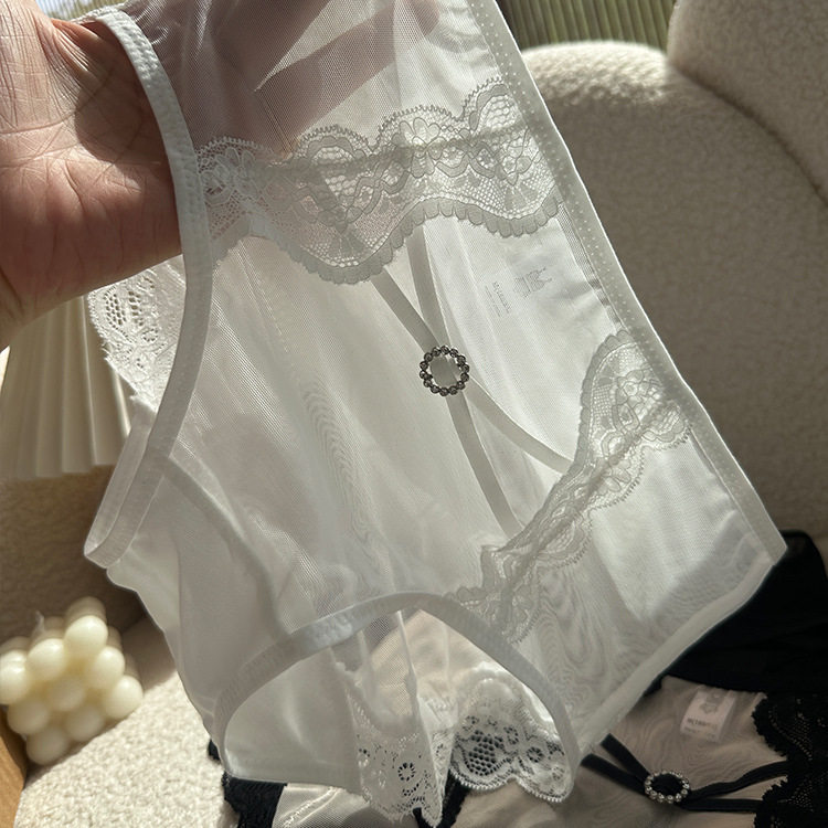 轻熟猫女·纯欲性感蕾丝交叉带透气网纱中高腰内裤女士透肉短裤,淘宝优惠券,粉丝福利购,淘宝优惠卷