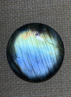 拉长石吊坠圆45～24灰月光紫彩蓝黄金色天然水晶原石项链半宝挂件