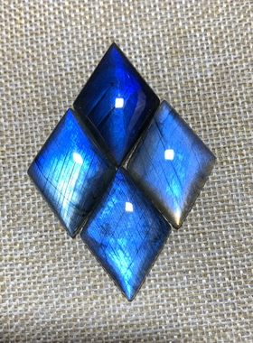 拉长石吊坠饰品菱形35*24方块手工DIY天然灰月光紫彩蓝黄金绿