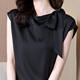 Casual temperament bow black chiffon 2025 summer