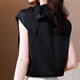 Casual temperament bow black chiffon 2025 summer