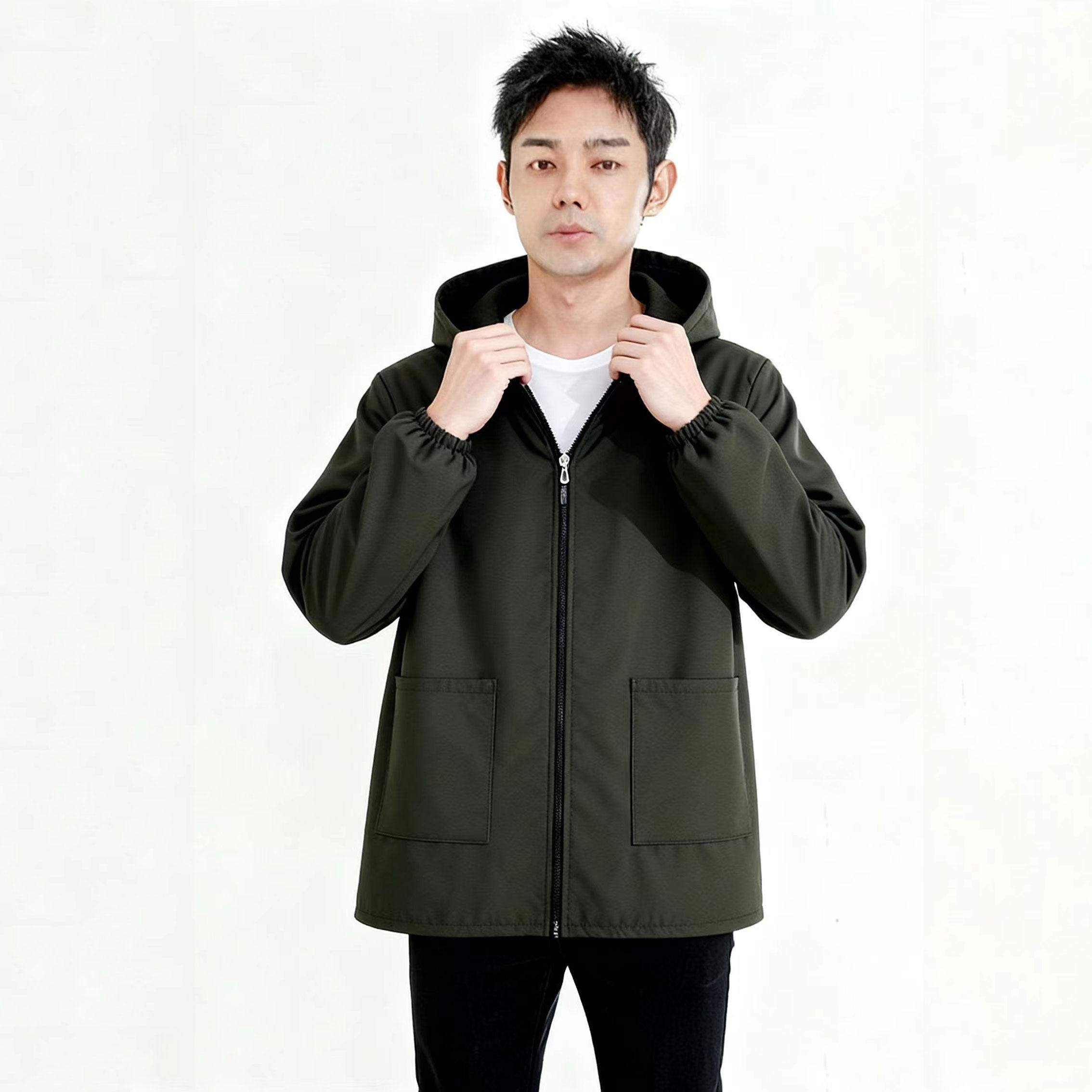 秋冬加绒加厚短款罩衣防水防油耐脏工作服男女干活外套衣厨房围裙 - 图1