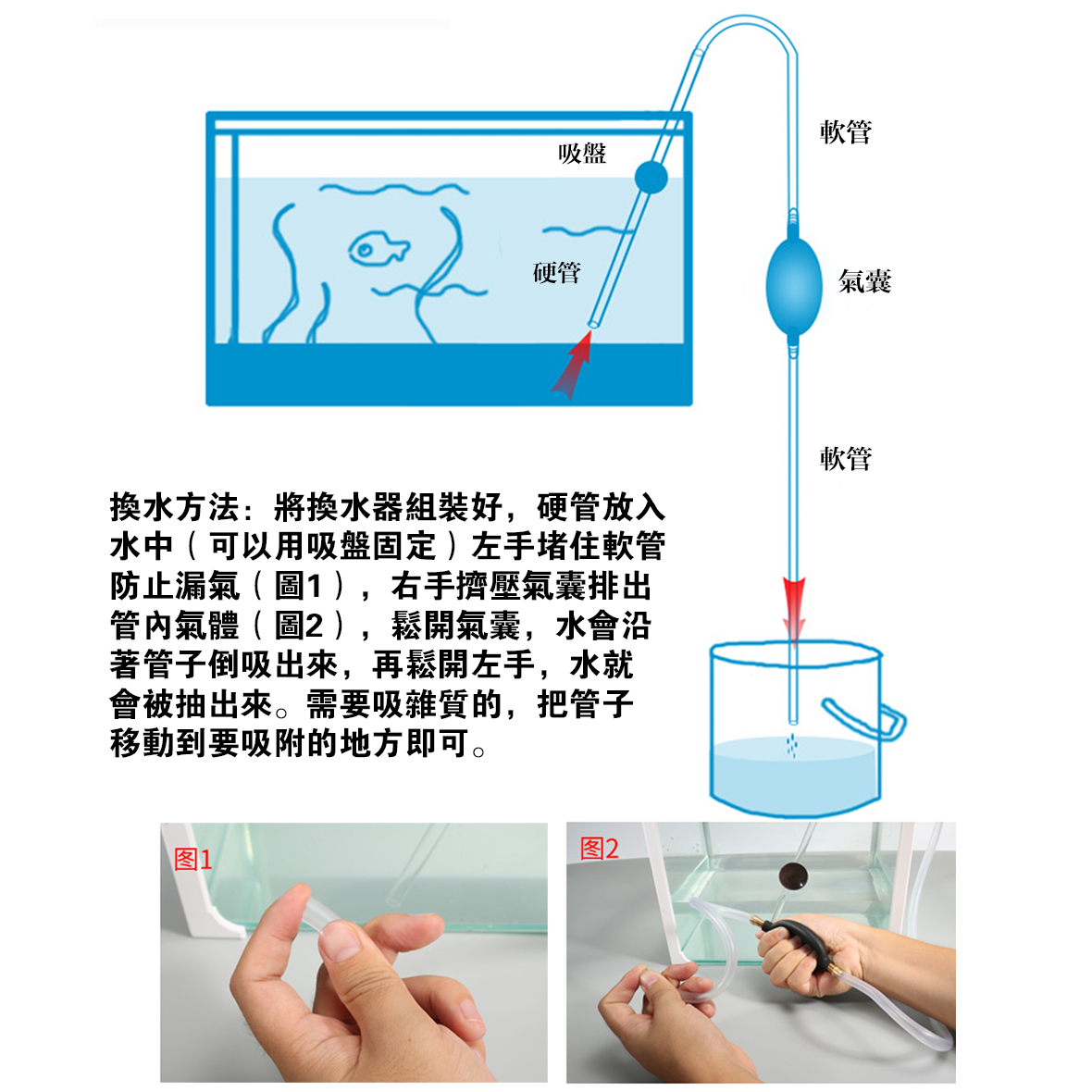 鱼缸换水神器抽吸水清洗吸粪便虹吸管手动养鱼洗沙器水族箱抽水