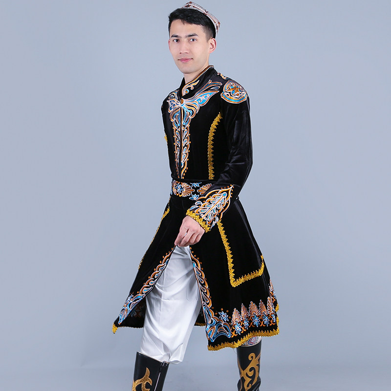 新疆舞蹈马甲男士高定款维族舞蹈演出服袷袢民族风男装表演服装长,淘宝优惠券,粉丝福利购,淘宝优惠卷