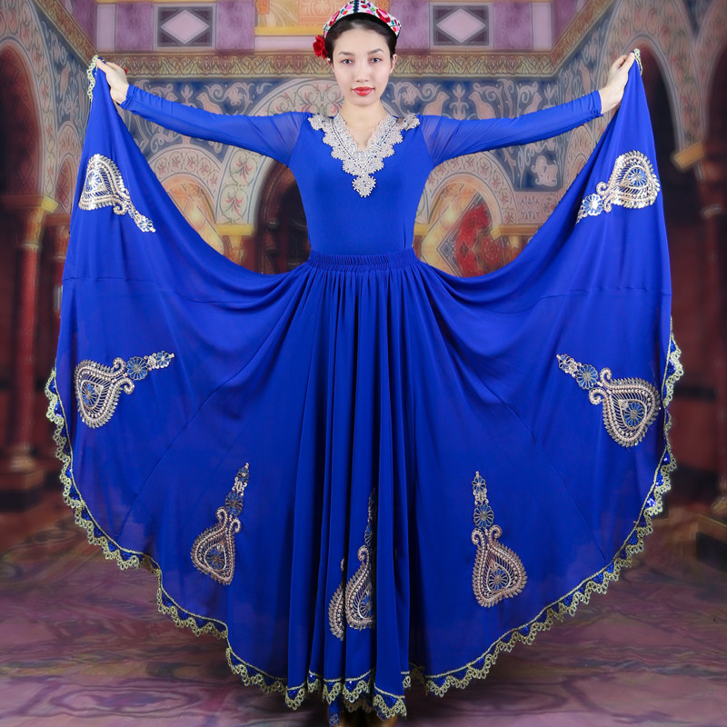 新疆舞大摆裙民族风金边表演服四季广场舞半身裙维吾尔族舞演出服,淘宝优惠券,粉丝福利购,淘宝优惠卷