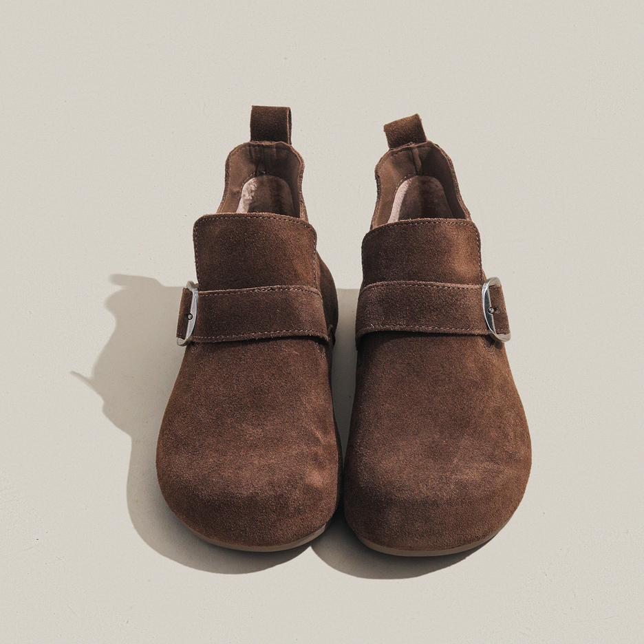 磨砂牛皮勃肯鞋2025年秋冬新款时尚复古单靴女厚底休闲短筒短靴子,淘宝优惠券,粉丝福利购,淘宝优惠卷