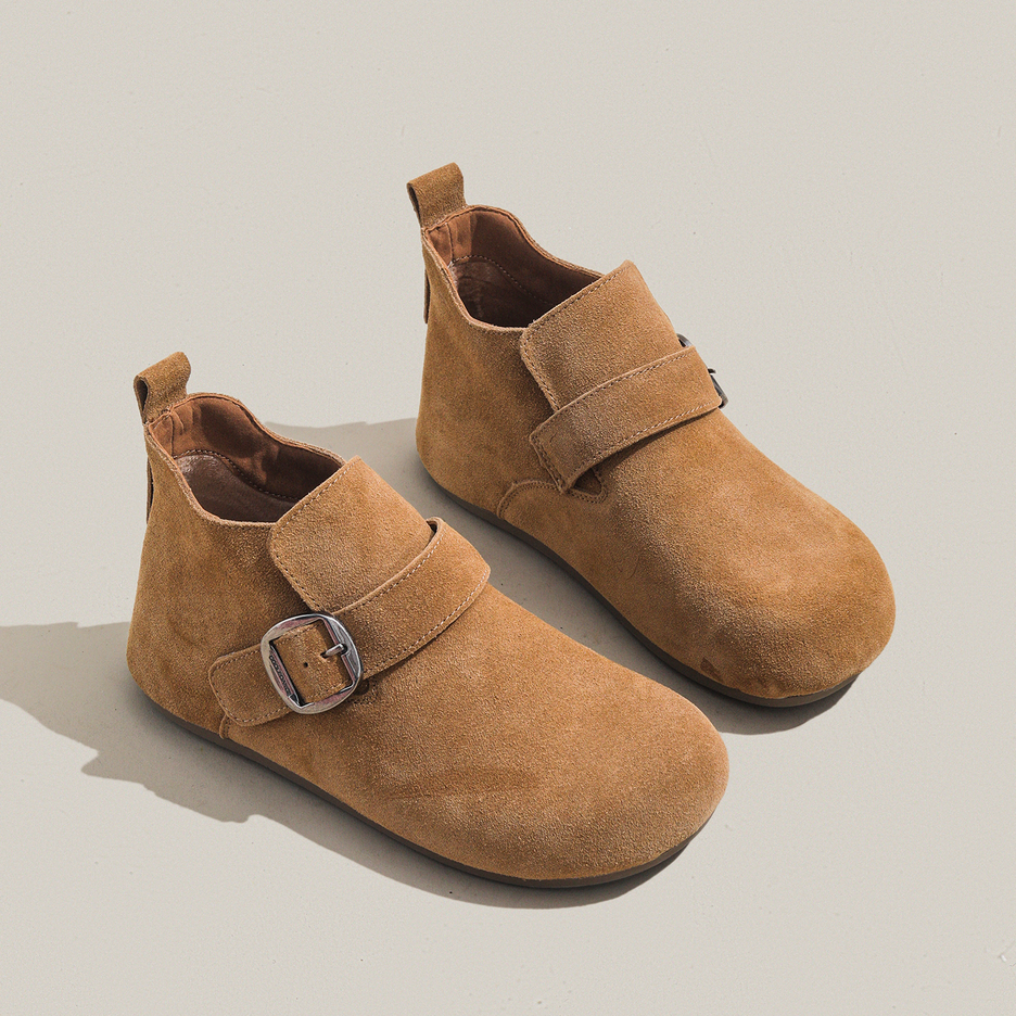 磨砂牛皮勃肯鞋2025年秋冬新款时尚复古单靴女厚底休闲短筒短靴子,淘宝优惠券,粉丝福利购,淘宝优惠卷