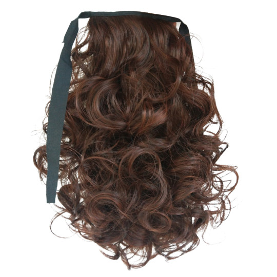 新款时尚蝴蝶结仿真发女假发发梳马尾片卷短款小波浪蓬松梨花款