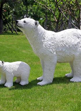 户外仿真北极熊几何块面熊摆件玻璃钢雕塑动物游乐园商场公园美陈