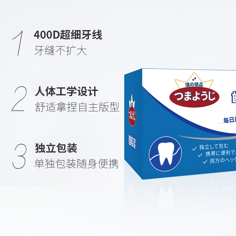日本牙线 超细独立包装牙线棒 特细剔牙线单独小包装便携式随身装 - 图1