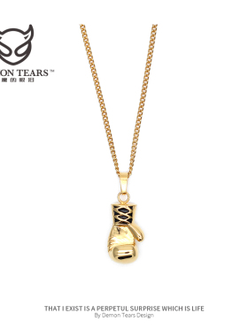 欧美风健身运动拳击手套吊坠项链