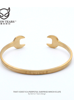 欧美风钛钢复古怀旧双头情侣手环