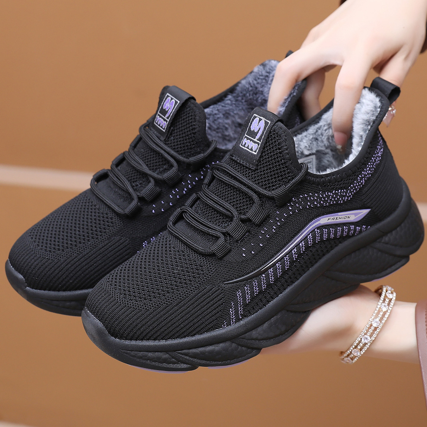 棉鞋女款老北京布鞋冬季飞织软面加绒保暖鞋户外运动休闲妈妈鞋子,淘宝优惠券,粉丝福利购,淘宝优惠卷